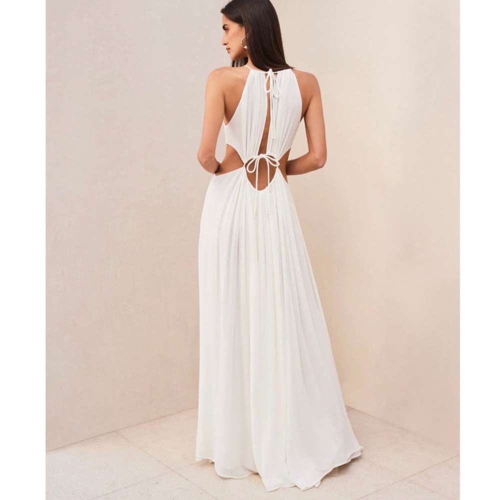 Cult Gaia Aphrodite Silk Cut-Out Off-White Halterneck Maxi Gown / Dress size M - Picture 14 of 16